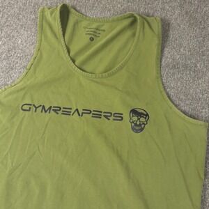 Gymreapers‎ XL Mens Tank Top Olive Green Sleeveless Training Shirt Skull Logo